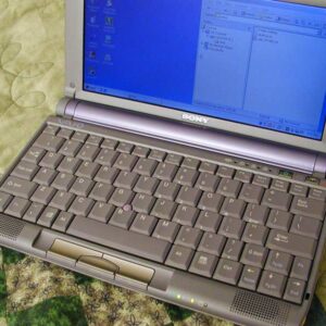 Sony VAIO compact silver laptop with keyboard and bright display